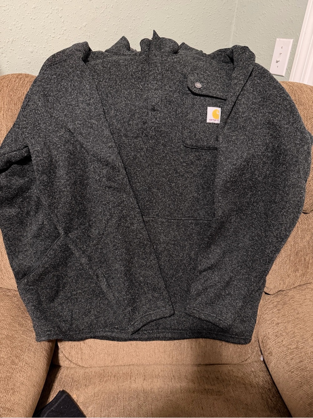 Carhartt Men’s Charcoal Heather Zip-Up Hooded Sweater
